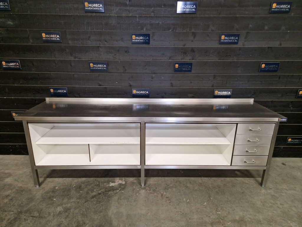 werkbank | 4 lades | rvs | trespa | 280 cm