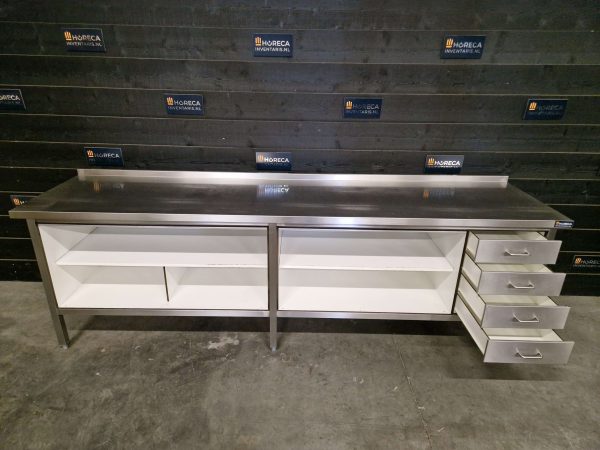 werkbank | 4 lades | rvs | trespa | 280 cm