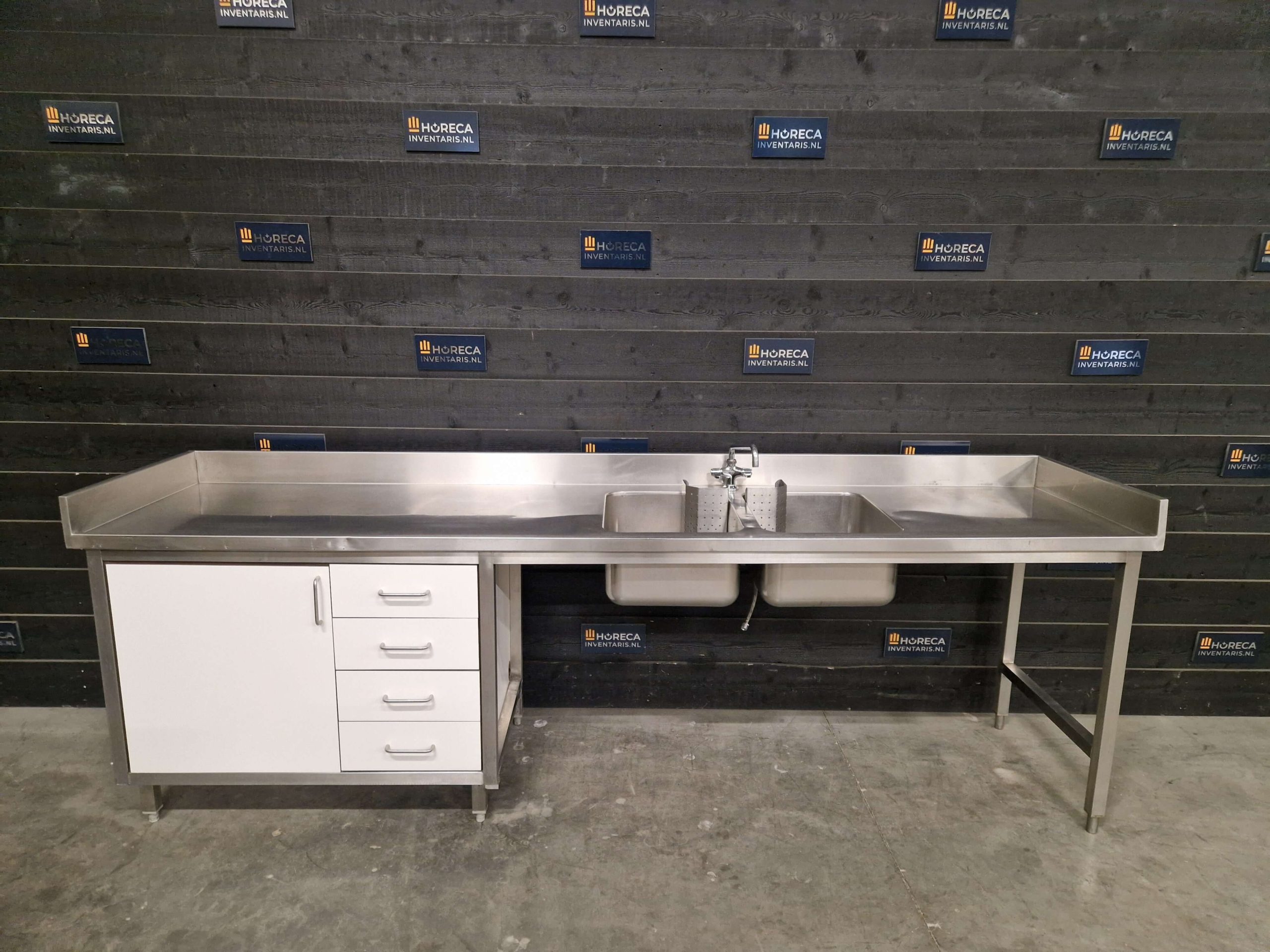 werktafel | prullenbak gat | rvs | 120cm