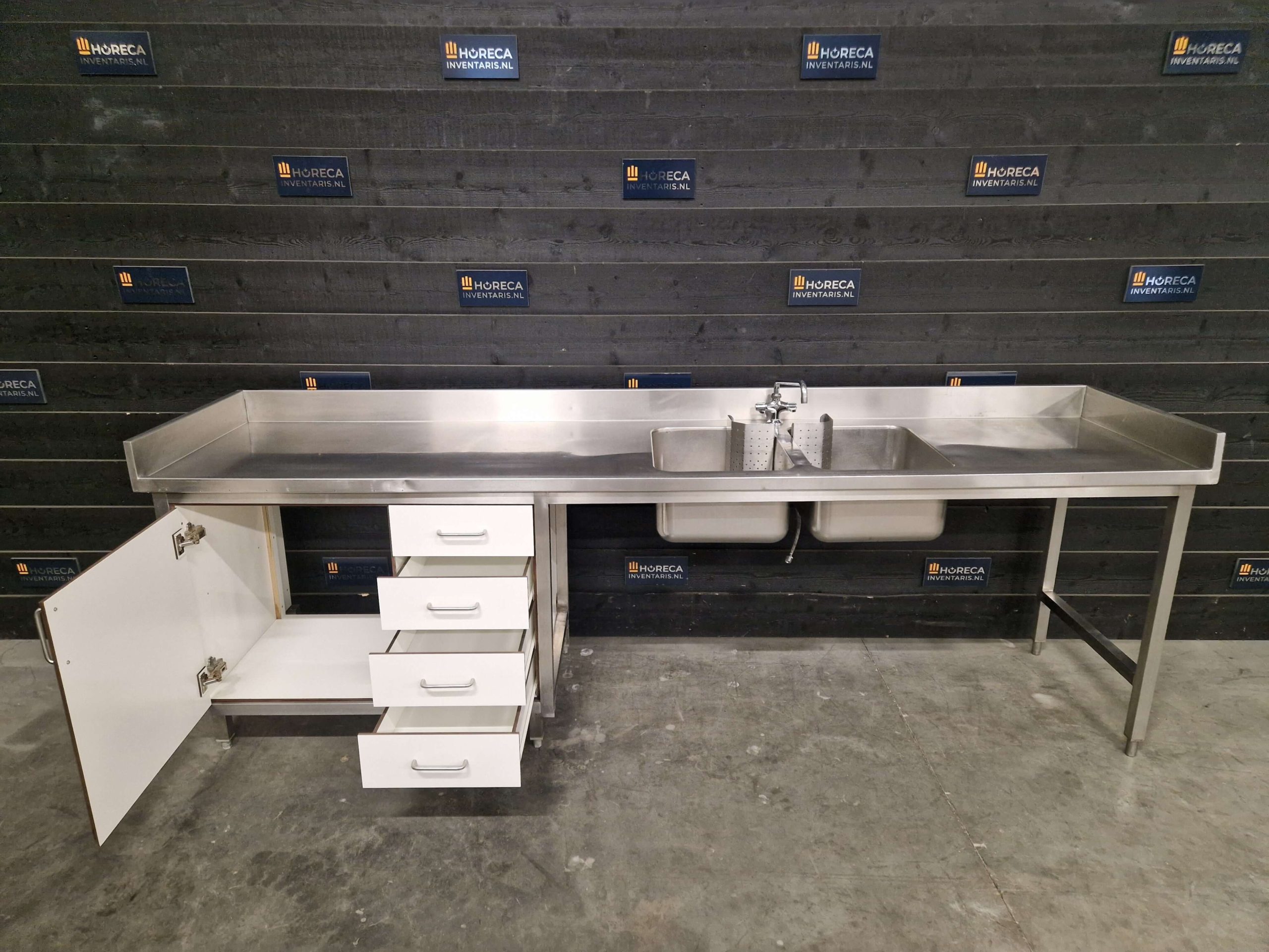 werktafel | prullenbak gat | rvs | 120cm