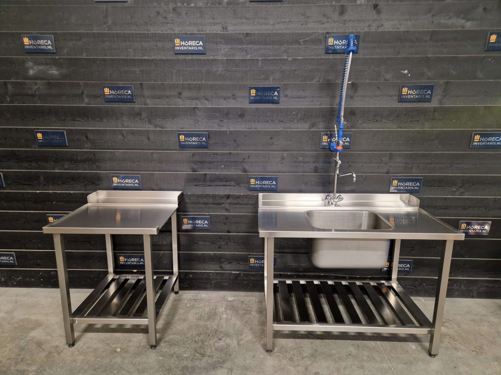 aan en afvoertafel | wastafel | 120cm | rvs | horeca